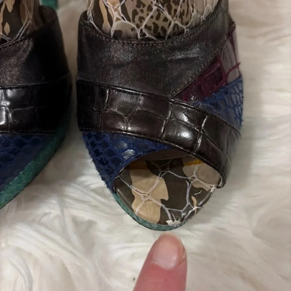 Aldo Multicolor Croc-Embossed Heels - Picture 5 of 5